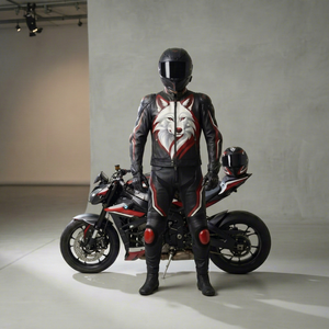 Traje de Motociclismo de Cuero Completo para Hombre, Impermeable, con Estampado de Lobo, de una Pieza, Cortavientos, para Todas las Estaciones, para Adultos - Product Image 1