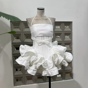 Nouvelles robes bouffantes pour femmes avec nœud et motif arêtes de poisson, à nouer, avec short intégré, tendance - Product Image 5