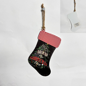 Ornement de noël chaussettes forme impression UV en bois arbre de noël décoration maison fête décor tenture murale ornements en bois - Product Image 4