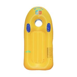Flotador inflable de PVC amarillo para niños con diseño ABC y asas azules - Product Image 1