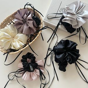 ยางรัดผมสีพื้นแบบฝรั่งเศส ผ้าซาตินรูปดอกไม้ สำหรับผู้หญิง ดีไซน์หลายชั้น - Product Image 2