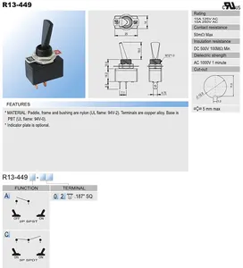 Taiwan SCI R13-449 Round Metal Button Switch Rocker Arm Toggle With Maximum Voltage 250VAC And Maximum Current 15A