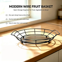 Panier en métal noir pour la cuisine, panier de rangement pour fruits avec poignées