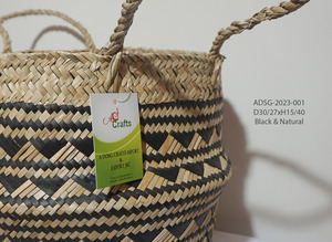 Cesta única para el vientre de algas marinas, manijas de doble nivel de Vietnam, cocina, baño, mercado europeo, almacenamiento elegante - Product Image 2