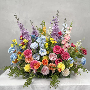 Runner per Corridoio con Rose di Seta Rosa Caldo <span class=keywords><strong>e</strong></span> Arancione, <span class=keywords><strong>Fiori</strong></span> di Seta con Foglie Verdi per Decorazioni Floreali per Corridoi - Product Image 3