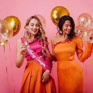 Fascia Decorativa per Feste Disco, <span class=keywords><strong>Compleanno</strong></span>, Laurea, Stile Cowgirl, Rosa Intenso Iridescente in Raso, per Uso Interno ed Esterno - Product Image 4