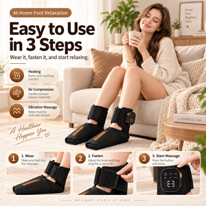 Masajeador de pies inalámbrico con compresión de aire, calefacción, alivio para el tobillo y la planta del pie, botas de masaje envolventes, recargable por USB - Product Image 2