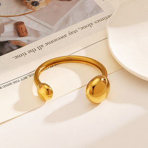 Bracelet en acier inoxydable plaqué or, design géométrique ouvert, bijoux de mode pour femmes - Product Image 1