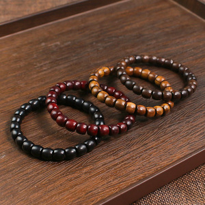 Bracelets en bois de santal 7x8mm, bois de santal noir, bois de rose noir, brin unique, pour hommes et femmes, bijoux cadeau - Product Image 1
