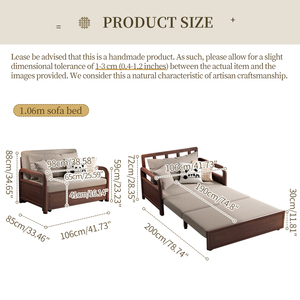 Sofá Cama Plegable de Madera Maciza de Fresno Color Nogal Oscuro, Sofá Cama Ahorrador de Espacio, Diseño Modular Resistente para Dormitorios Pequeños, Reino Unido - Product Image 5