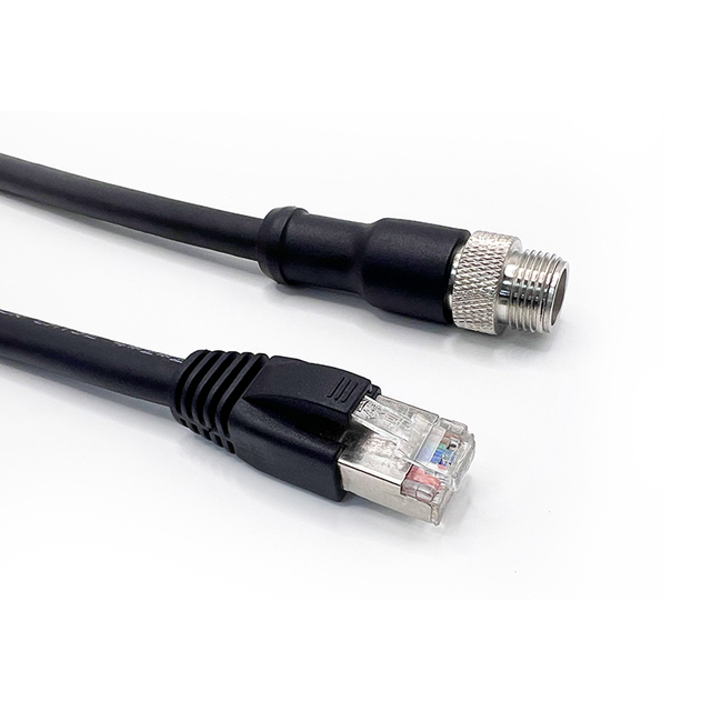 Custom Length Industrial Ethernet Cable A/B/D X Code M12 Male to RJ45 Male CAT6A 10Gbps IP68 Waterproof for Harsh Environments