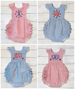 Tutina per Neonata con Ricamo 4 <span class=keywords><strong>Luglio</strong></span>, Completo Estivo in Seersucker, Set <span class=keywords><strong>di</strong></span> Abbigliamento per Bambina - Product Image 4