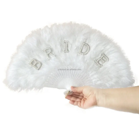 Éventail pliant rose vintage avec perles et plumes pour mariée, idéal pour les enterrements de vie de jeune fille - Grande Vente