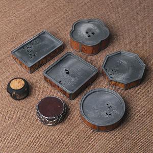 Xiangfei Pure Pewter <b>Tea</b> <b>Tray</b> Rectangle Bamboo Material <b>Tea</b> Ceremony Accessory Storage <b>Tray</b> For Table Use - Product Image 2
