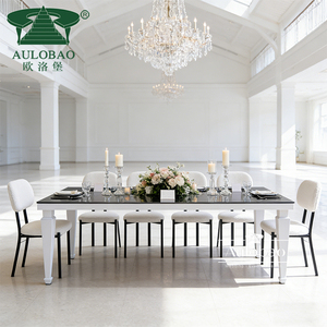 Glass Top White Iron Metal Banquet Rectangle Modern Wedding <b>Tables</b> - Product Image 5