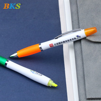 Échantillon disponible – Stylo bille et surligneur 2-en-1 en plastique, double face pour écrire et dessiner