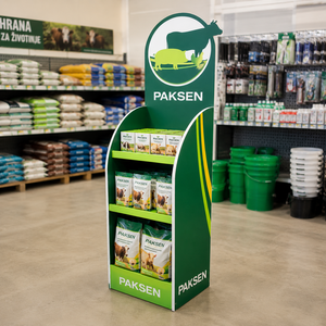 Pet Food Display Corrugated Paper Floor <b>Stand</b> 3-Tier Green Rack For Dog Treats Supplies Supermarket Pet Zone - Product Image 3