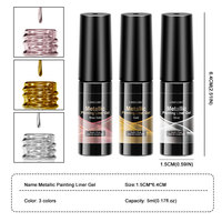 Kit de Gels Métalliques pour Nail Art, Gel de Dessin de Lignes pour French Manucure, Gel Effet Miroir UV/LED Soak-Off, Modèle GP016