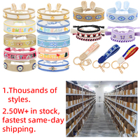 Bracelet ouvert en tissu brodé en forme de cœur d'amour pour la Saint-Valentin, bracelet ajustable à breloques tendance pour femmes