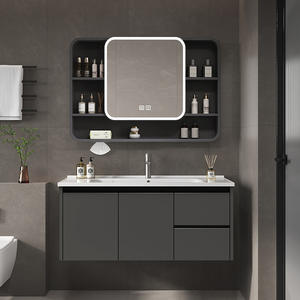 Mueble de baño moderno de estilo minimalista con lavabo integrado, diseño de mueble de tocador montado en la pared. - Product Image 2