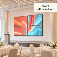 Mur vidéo LCD 65 pouces avec cadre de 1,8 mm, système de raccordement 2x2 4x4, panneau LED IPS HD, luminosité 700 cd/m² pour salles de bal d'hôtel et événements
