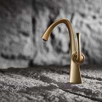 Robinet de lavabo thermostatique moderne en laiton brossé doré à poignée unique avec cartouche céramique à montage sur plan