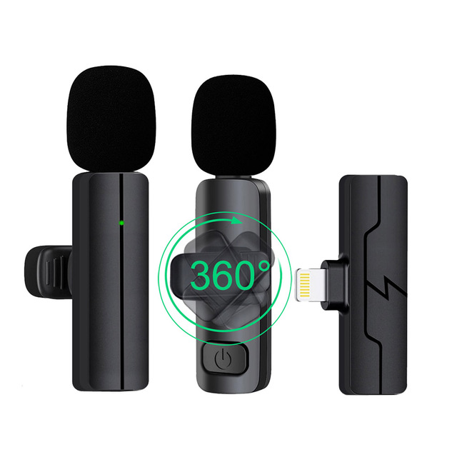 Wholesale Lightning Wireless Lavalier Microphone with Charging Box Interview Recording Microphone for Interview