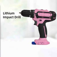 DD3268 Perceuse à percussion sans fil rose pour femme, à vitesse variable, avec mandrin brosse, batterie et chargeur, pour bricolage et réparation à domicile