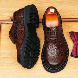 Business Casual Brogue Patchwork <b>Pointed</b> <b>Toe</b> Lace-Up Genuine Leather Versatile Men's Formal Wedding Shoes - Product Image 6