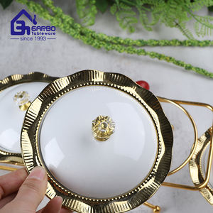 セラミック食器高級ディナーセットゴールデン効果小190ml磁器スナックボウルかわいいセラミックキャンディポットふた付き - Product Image 6