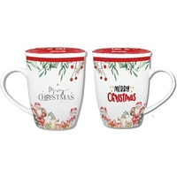 Produit personnalisé Tasse infuseur à thé en céramique personnalisée de qualité supérieure Tasse à café design de Noël avec filtre à thé en acier inoxydable