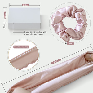 <span class=keywords><strong>Set</strong></span> di Scrunchies Personalizzati di Lusso in Seta di Gelso Ricamati, Elastici per Capelli da 4cm e 3.5cm, con Scatola e Logo - Product Image 2