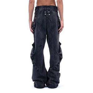 Nuevos Jeans Cargo de Cintura Alta con Bolsillos de Solapa, Tallas Grandes, Estilo Urbano, Jeans Holgados Elásticos para Hombre - Product Image 4