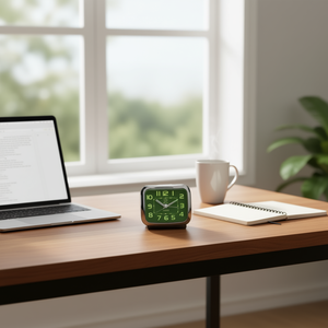 Alarm <b>Clock</b> Quartz Green Face Silent <b>Desk</b> <b>Clock</b> For Home Office Use - Product Image 3