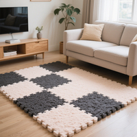Tapis de sol puzzle en mousse avec surface en peluche pour chambre de bébé-Tapis EVA imbriqué pour aire de jeu et de repos