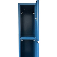 Armoire de rangement métallique moderne bleue en acier à 3 niveaux, verrouillable et réglable, pour la maison, la salle de dressing, la chambre, l'atelier, le dortoir, la salle de sport