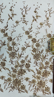 Tissu en maille luxueux or champagne orné de perles et de sequins floraux pour robes de mariée et robes de soirée (vente en gros)