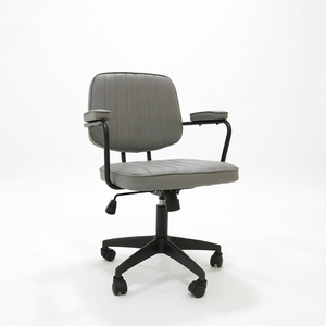 Silla Ejecutiva de Oficina con Respaldo Medio, Tapizada con Costuras Verticales, Altura Ajustable, Giratoria, con Reposabrazos de Acero Inoxidable, para Uso en Exteriores - Product Image 1
