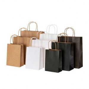 ถุงกระดาษรีไซเคิลสีดำขาวสำหรับใส่อาหารแบบนำกลับบ้าน เป็นมิตรกับสิ่งแวดล้อม ถุงกระดาษคราฟท์สีน้ำตาลพร้อมโลโก้ของคุณเองสำหรับใส่ของขวัญหรือสินค้า - Product Image 1