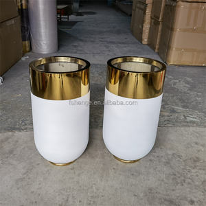 مزهرية أرضية معدنية هندية للديكور، أواني زهور كبيرة بيضاء، مزهريات طويلة عتيقة للمنزل - Product Image 2