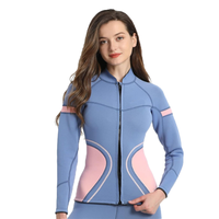 DIVESTAR Jaket Selam Wanita Ukuran Besar 2mm Neoprena Tahan Air Bernapas Lengan Panjang Atasan Celana untuk Aerobik Air dan Menyelam