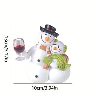 Coupelle de Noël en résine de haute qualité, amusante et romantique, avec un couple de bonhommes de neige tenant un verre de vin rouge, cadeau de bureau chaleureux pour père et <span class=keywords><strong>fils</strong></span> - Product Image 5