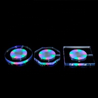 Sous-verre LED rond en plastique rechargeable par USB, écologique, avec interrupteur tactile, pour bar, tapis de boisson, support de verre