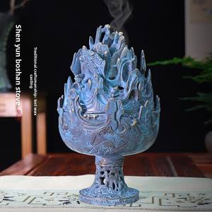 बोशान भट्ठी पारंपरिक चीनी शैली हस्तनिर्मित धूप बर्नर पीतल कंटेनर कास्टिंग तकनीक अभी भी जीवन पैटर्न घरेलू सजावट - Product Image 2