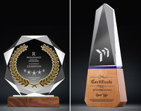 Trophée en verre cristal K9 personnalisé ou vierge, en forme de sommet de montagne, design tendance, vente en gros