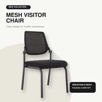 Chaise de visiteur moderne en maille respirante avec siège rembourré et structure en plastique pour bureau, réunion, conférence, salle de formation, extérieur