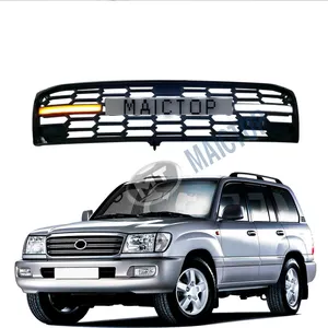 Maictop car accessories front bumper grille grills with light for landcruiser lc 100 series lc100 fj100