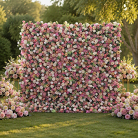 Mur de fleurs artificielles personnalisé en tissu, déroulable, violet, pour la décoration de fêtes et d'anniversaires