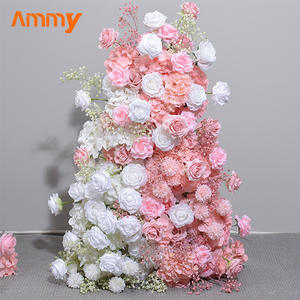 Ammy Wedding Cake Tower Arch Pink Silk Roses Hortensia Runner Flores artificiales para Navidad Decoración de Navidad - Product Image 4