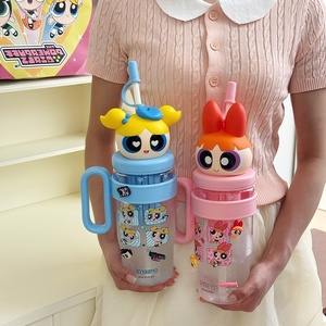 Borraccia portatile di alta qualità Powerpuff Girls da donna con tazza da tè in plastica grande e simpatico design con cannuccia - Product Image 2